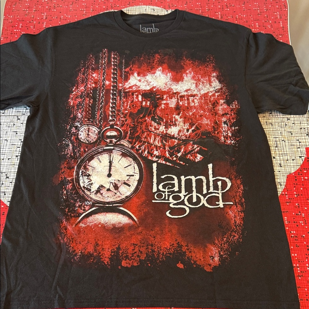 Lamb of God Black and Red Graphic Tee Large